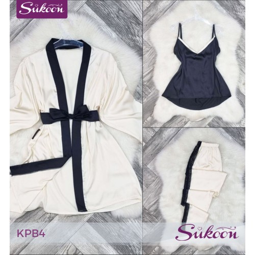 -Pyjama rose en satin -KPB4