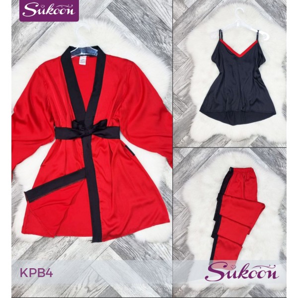 -Pyjama rose en satin -KPB4 2