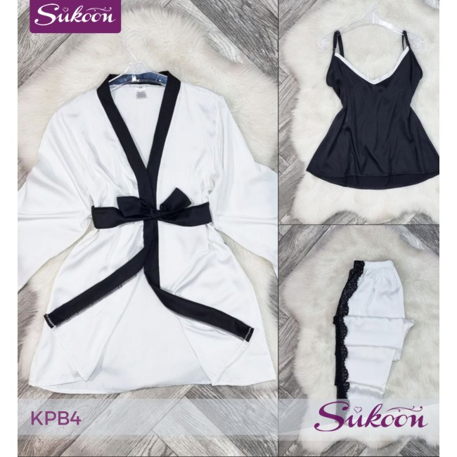 -Pyjama rose en satin -KPB4