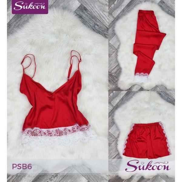 -Pyjama satinée en 3 psc -PSB6