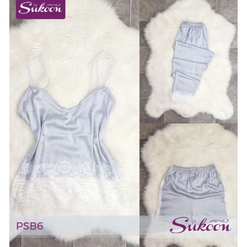 -Pyjama satinée en 3 psc -PSB6