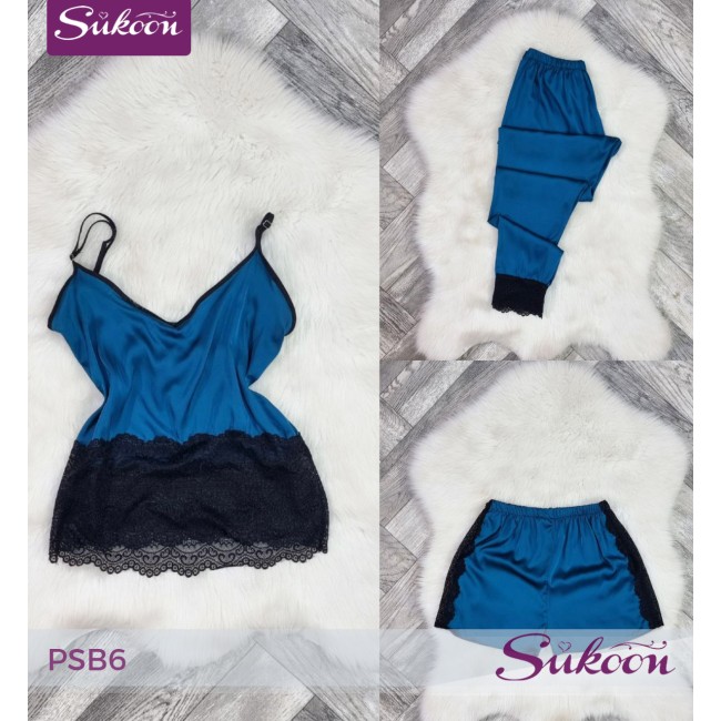 -Pyjama satinée en 3 psc -PSB6