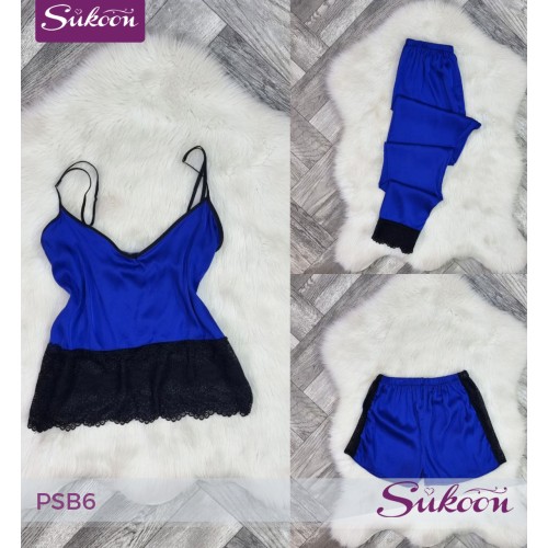 -Pyjama satinée en 3 psc -PSB6