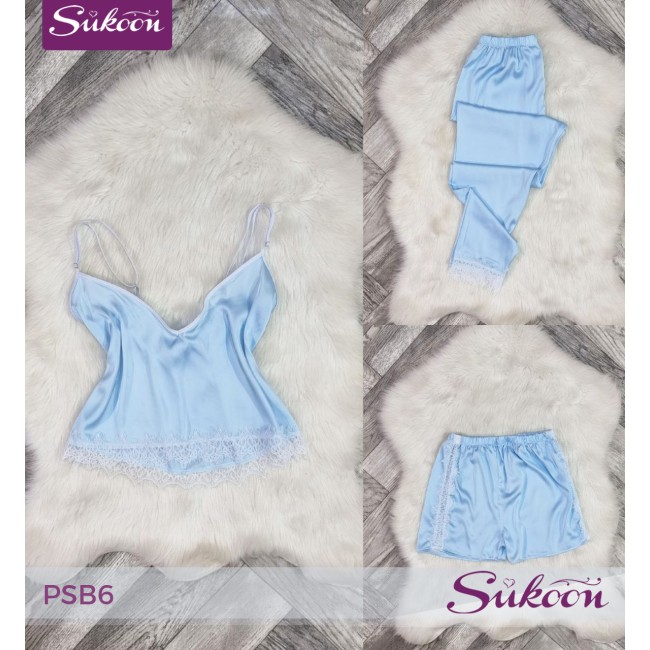 -Pyjama satinée en 3 psc -PSB6