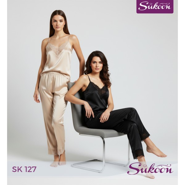 -Pyjama en satin -SK127 "بساطة تلمس الأنوثة"