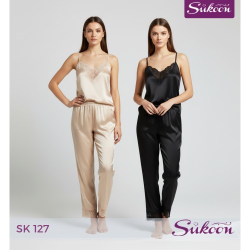 -Pyjama en satin -SK127 "بساطة تلمس الأنوثة"