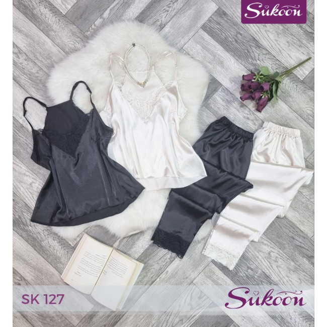 -Pyjama en satin -SK127 "بساطة تلمس الأنوثة"