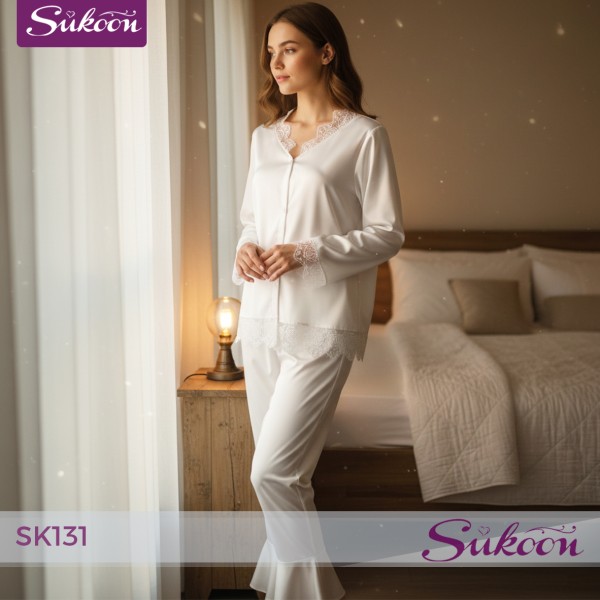 Pyjama Satin & Dentell -SK131-e 🥰 حين يلتقي الساتان بسحر...