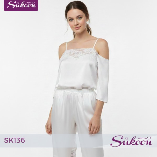 -White Elegance -SK136 🤍 أوتفيت أنثوي بتفاصيل دونتال راقية