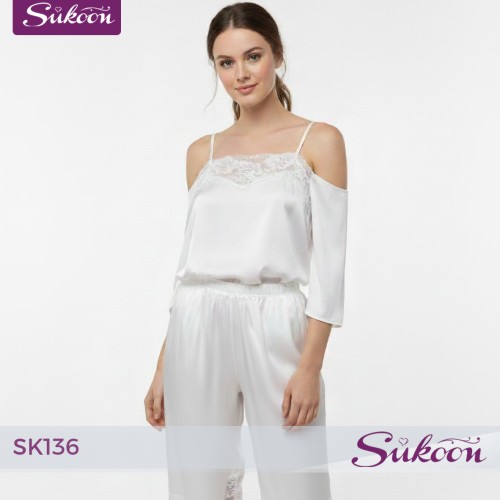 -White Elegance -SK136 🤍 أوتفيت أنثوي بتفاصيل دونتال راقية