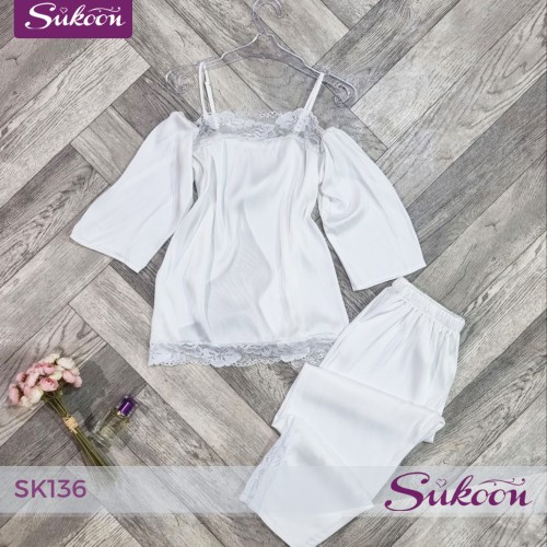 -White Elegance -SK136 🤍 أوتفيت أنثوي بتفاصيل دونتال راقية
