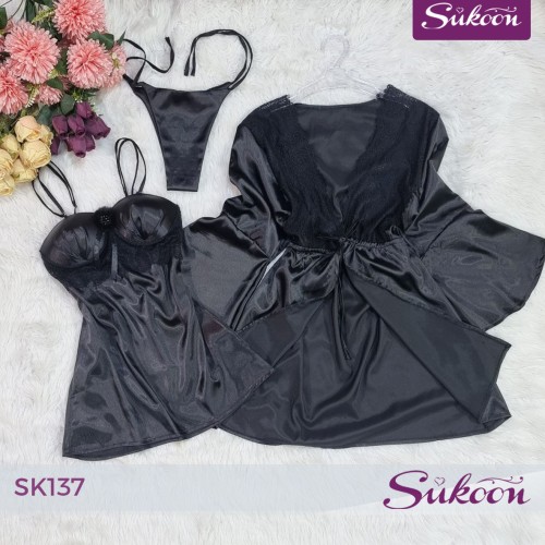 🖤✨ ديزابيي أسود… أنوثة راقية بتفاصيل دونتال تخطف الأنفاس ✨🖤-SK137-