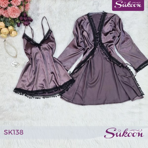 ✨ بيجاما ساتان 4  قطع… لمسة أنوثة ترفيهية وأنيقة ✨-SK138- 2