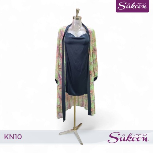 Déshabillé classic satin & voile  , أناقة مزدوجة -KN10-