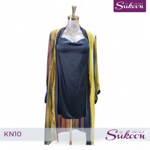 Déshabillé classic satin & voile  , أناقة مزدوجة -KN10-