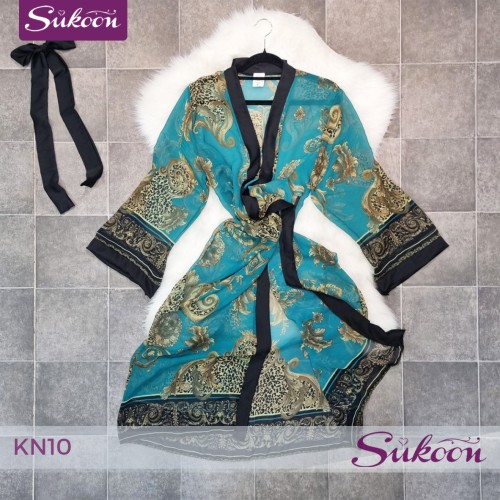 Déshabillé classic satin & voile  , أناقة مزدوجة -KN10-