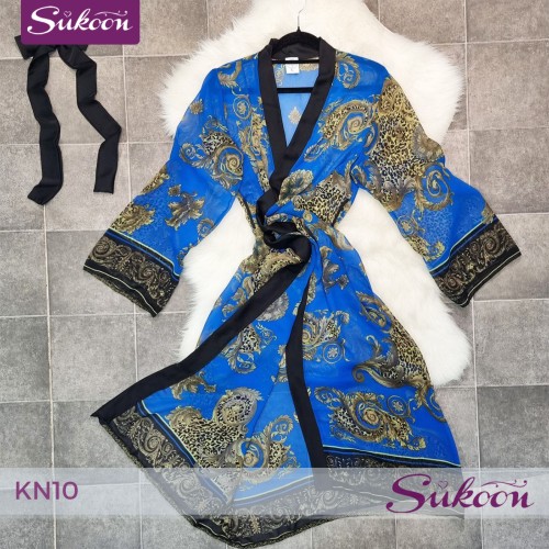 Déshabillé classic satin & voile  , أناقة مزدوجة -KN10-