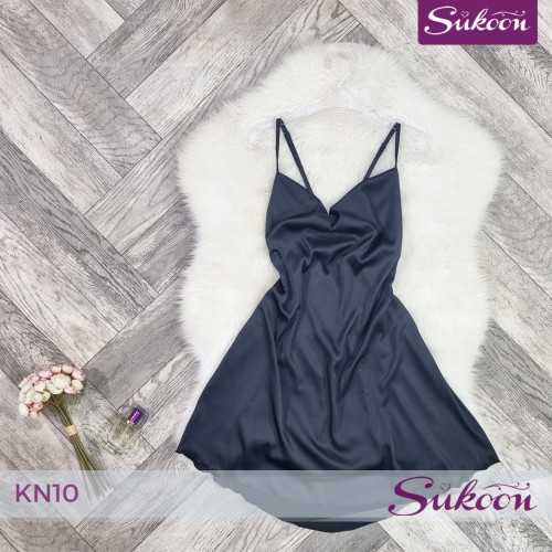 Déshabillé classic satin & voile  , أناقة مزدوجة -KN10-