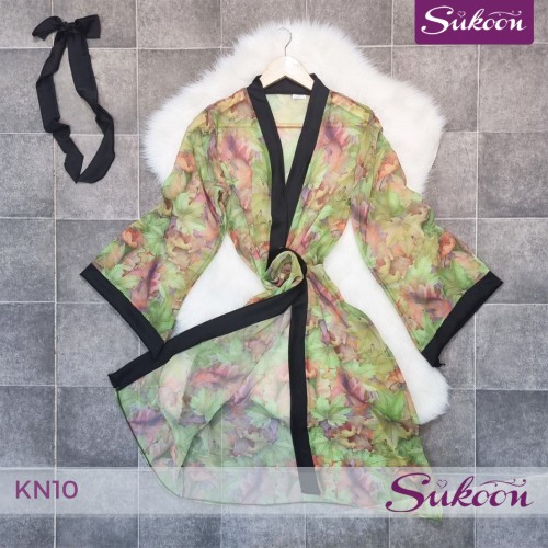 Déshabillé classic satin & voile  , أناقة مزدوجة -KN10-