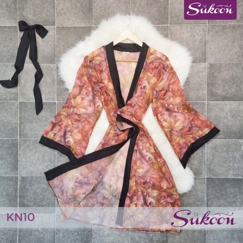 Déshabillé classic satin & voile  , أناقة مزدوجة -KN10-