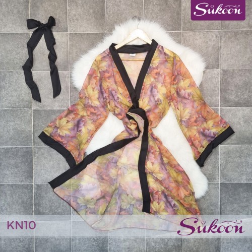 Déshabillé classic satin & voile  , أناقة مزدوجة -KN10-