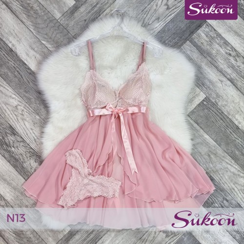 Nuisette dentelle & mousseline | أنوثة تنساب بنعومة -N13-