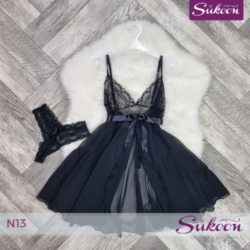 Nuisette dentelle & mousseline | أنوثة تنساب بنعومة -N13-