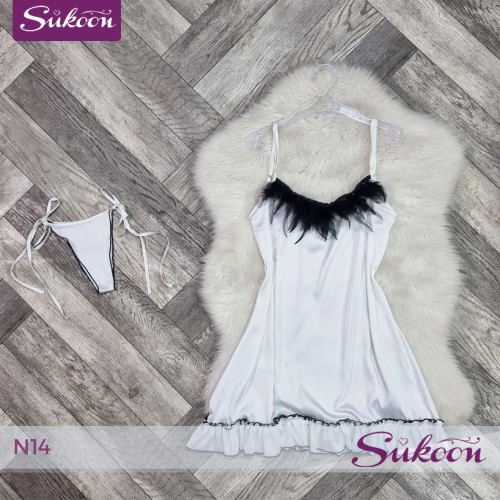 نويزات ساتان بلمسة ريش… نعومة تلفت الأنظار -N14-