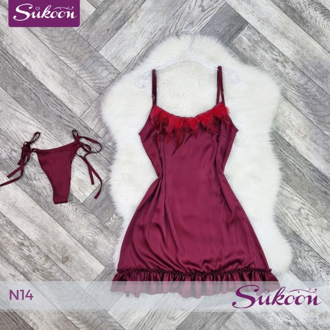 نويزات ساتان بلمسة ريش… نعومة تلفت الأنظار -N14-