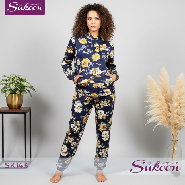 بيجاما أفلور … راحة دافئة ولمسة أنثوية 🌸 -SK143-