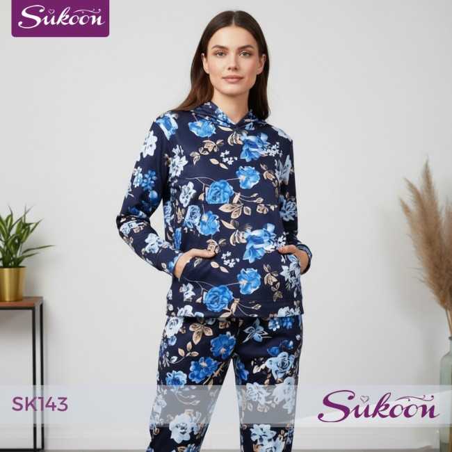 بيجاما أفلور … راحة دافئة ولمسة أنثوية 🌸 -SK143-