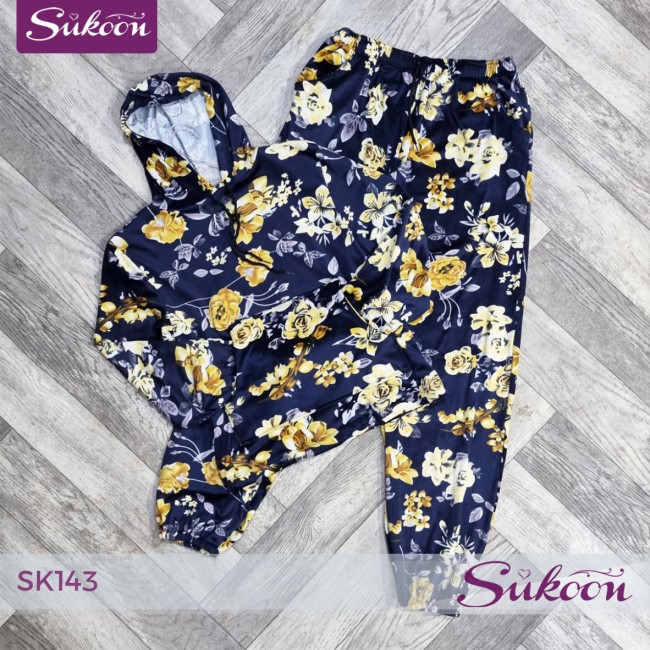 بيجاما أفلور … راحة دافئة ولمسة أنثوية 🌸 -SK143-