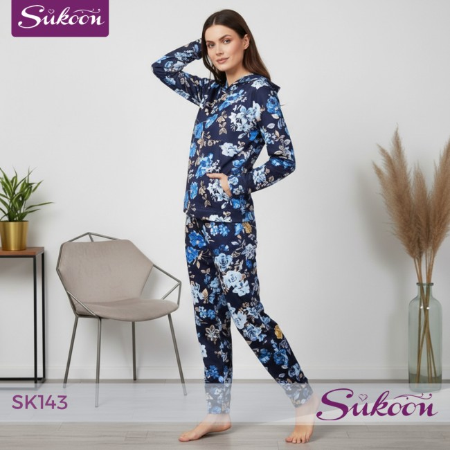 بيجاما أفلور … راحة دافئة ولمسة أنثوية 🌸 -SK143-