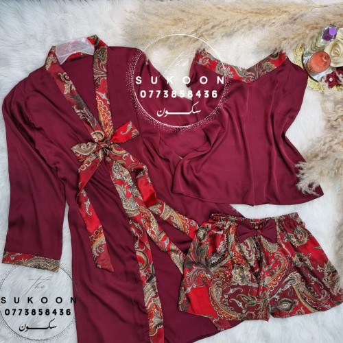 Ensemble pyjama en soie décorée -EGSG3-