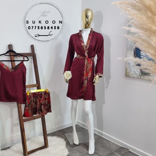 Ensemble pyjama en soie décorée -EGSG3-