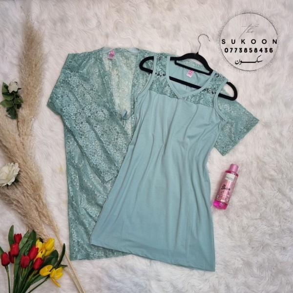 ensemble de pyjama 05 pcs avec kimono dentelle 2