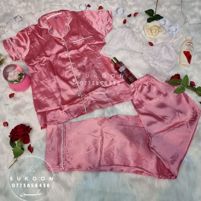 Ensemble pyjama 3 pièces en satin