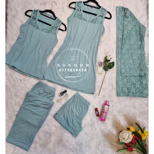 ensemble de pyjama 05 pcs avec kimono dentelle